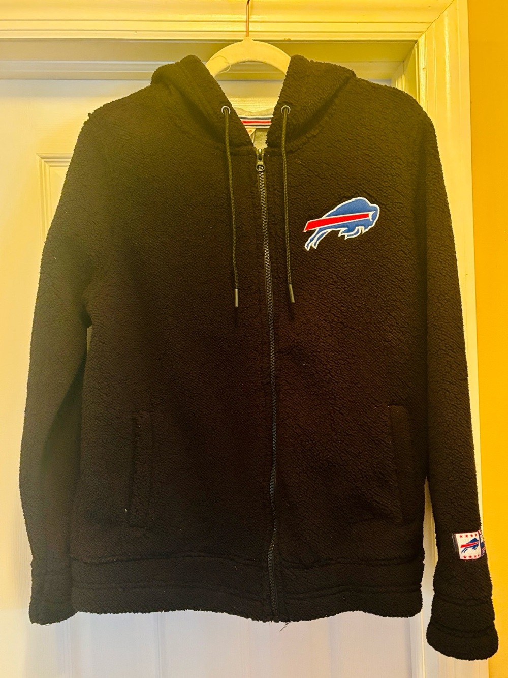 *NEW* Buffalo Black Sherpa Zip-Up Hoodie Jacket ❤️🦬💙